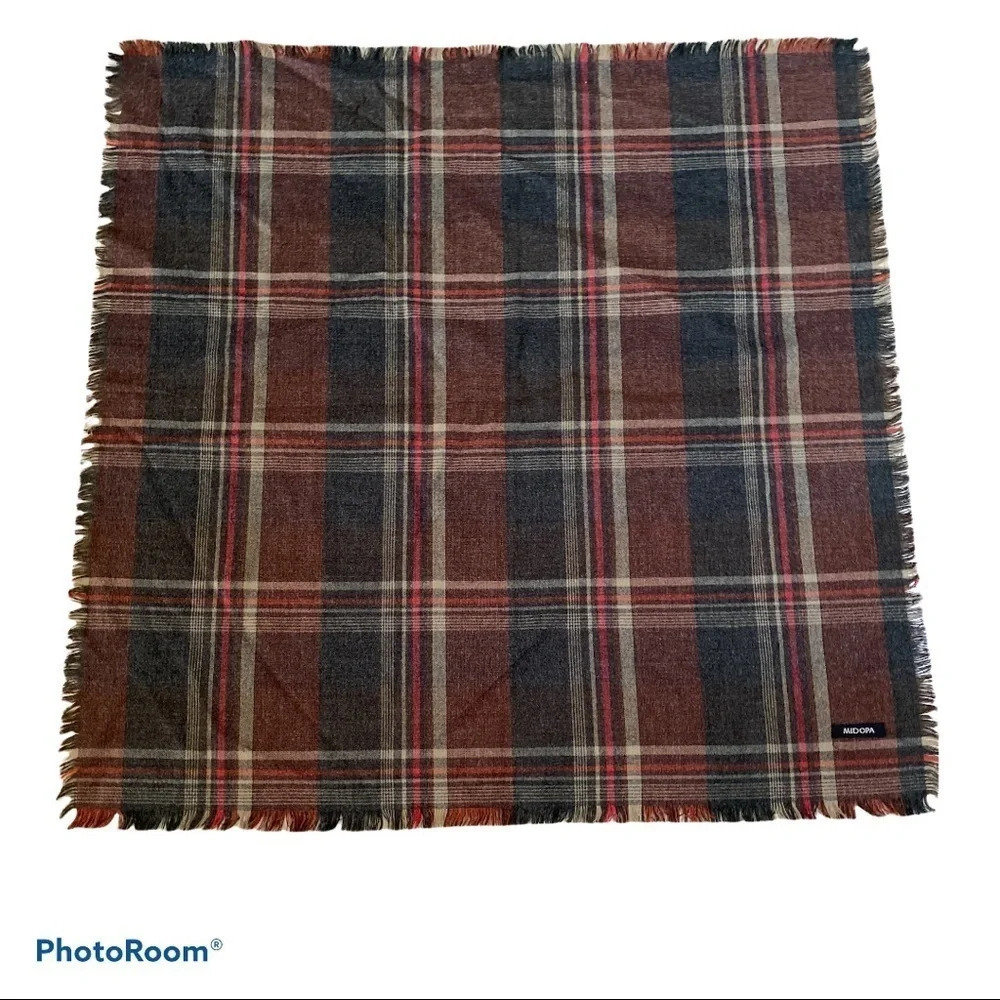 Midopa checkered print fall  winter blanket scarf